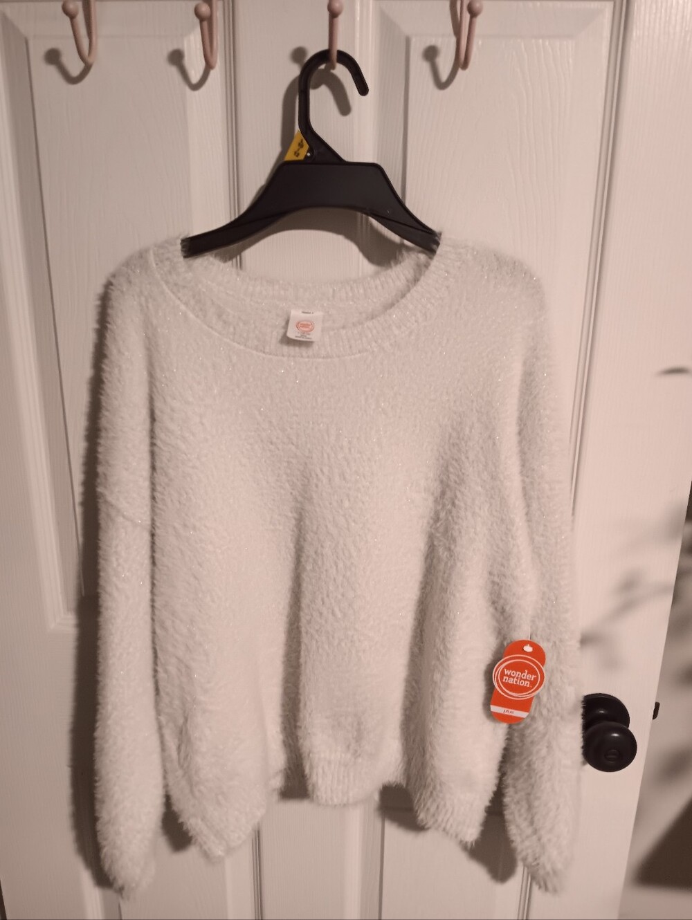 Wonder Nation White/IvoryFuzzy Crew Neck Sweater. Large Plus. NWT